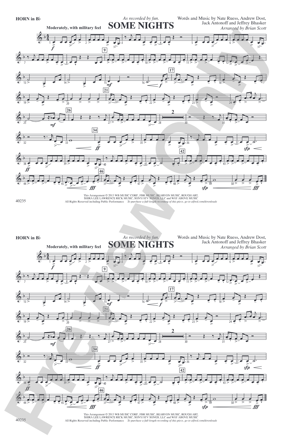 Some Nights: Horn in B flat