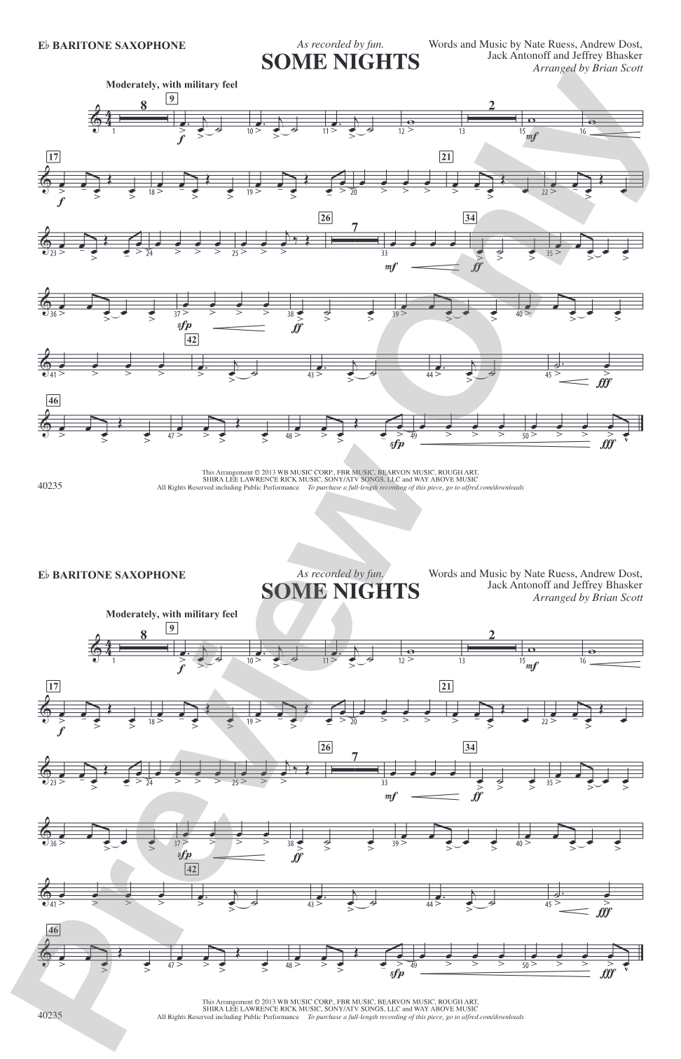 Some Nights: E-flat Baritone Saxophone