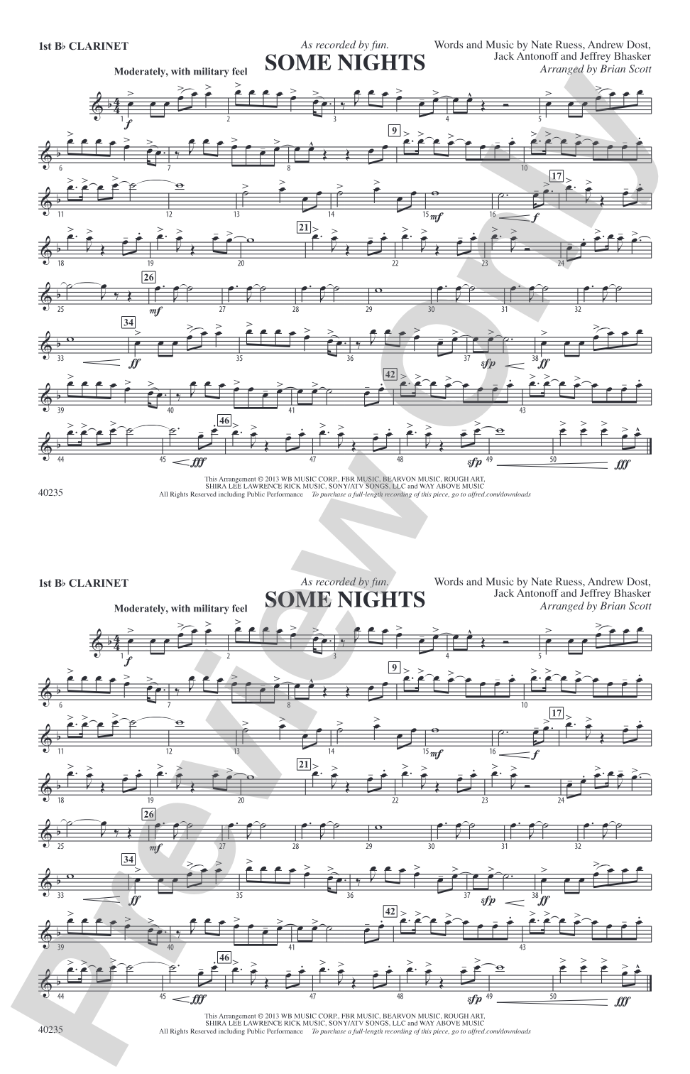 Some Nights: 1st B-flat Clarinet