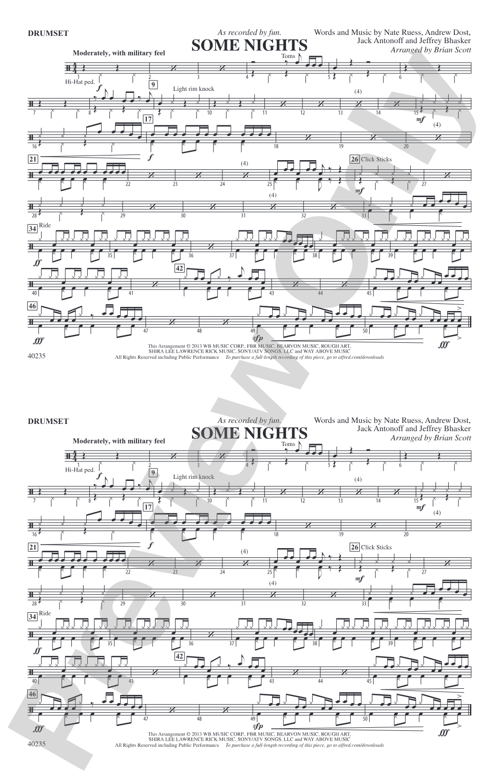 Some Nights: Drumset