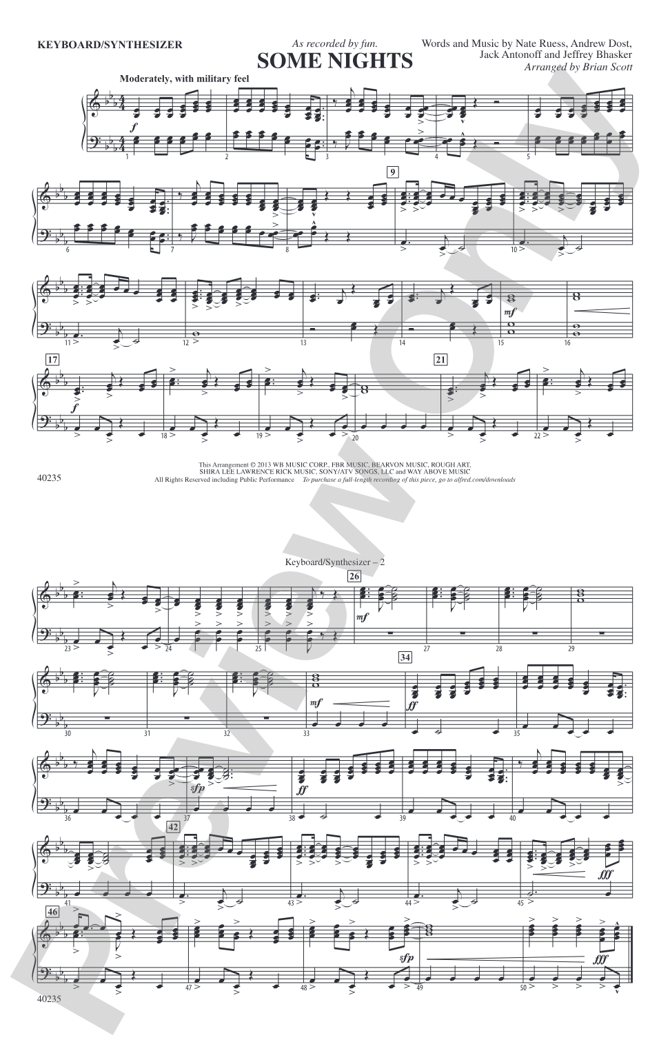 Some Nights: Keyboard/Synthesizer