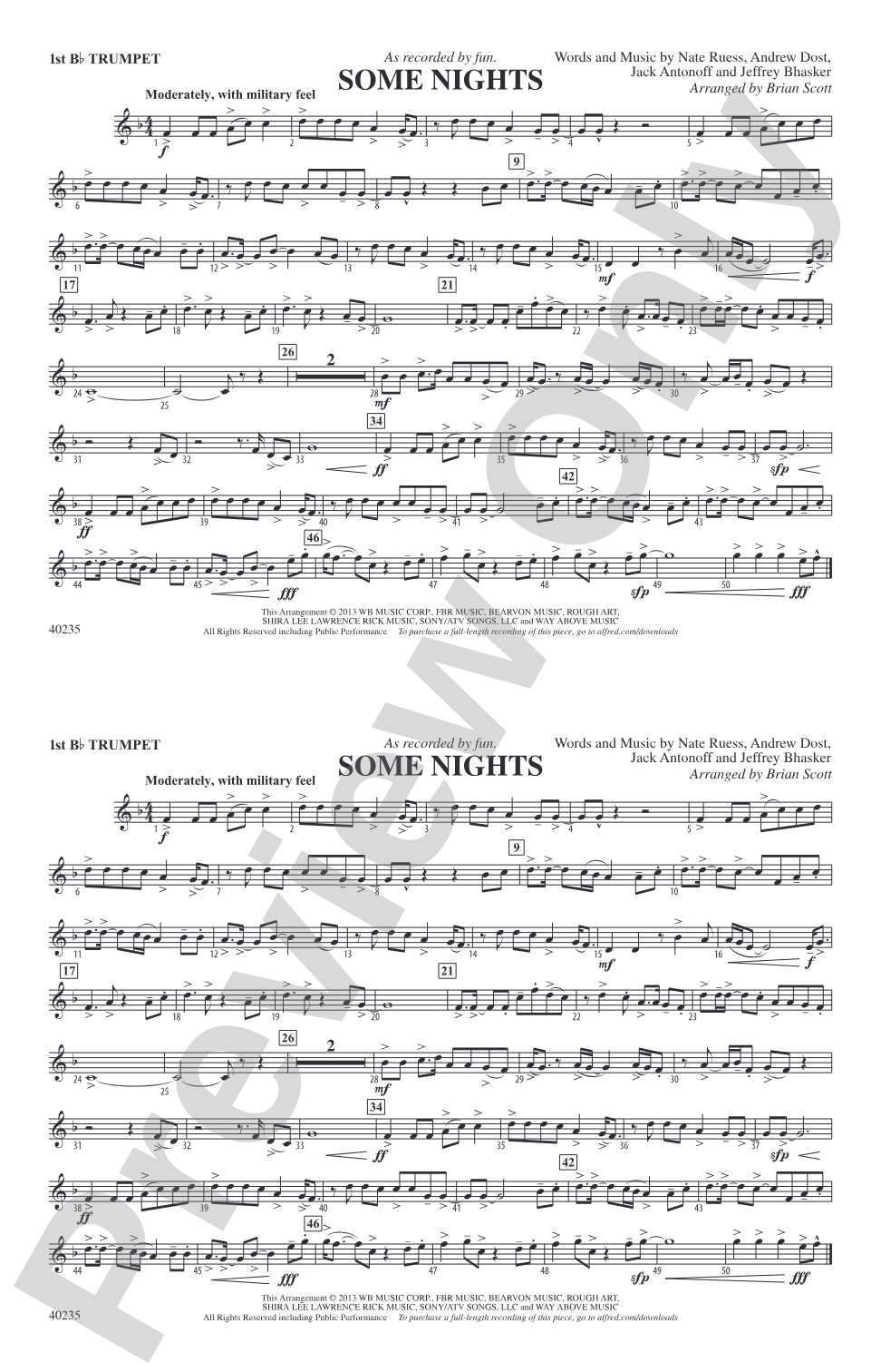 Some Nights: 1st B-flat Trumpet