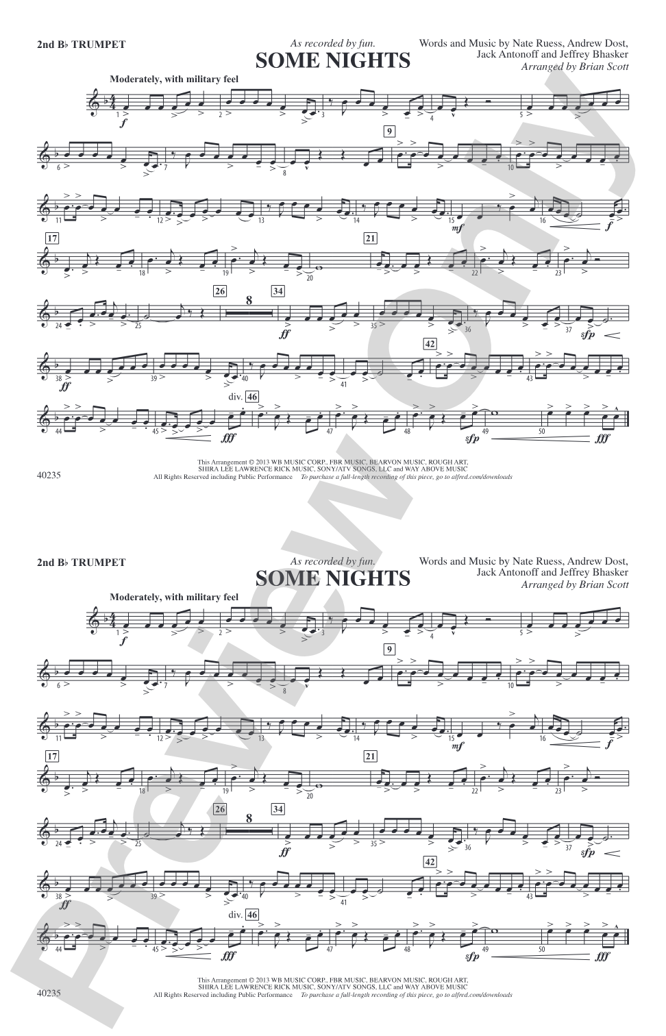 Some Nights: 2nd B-flat Trumpet