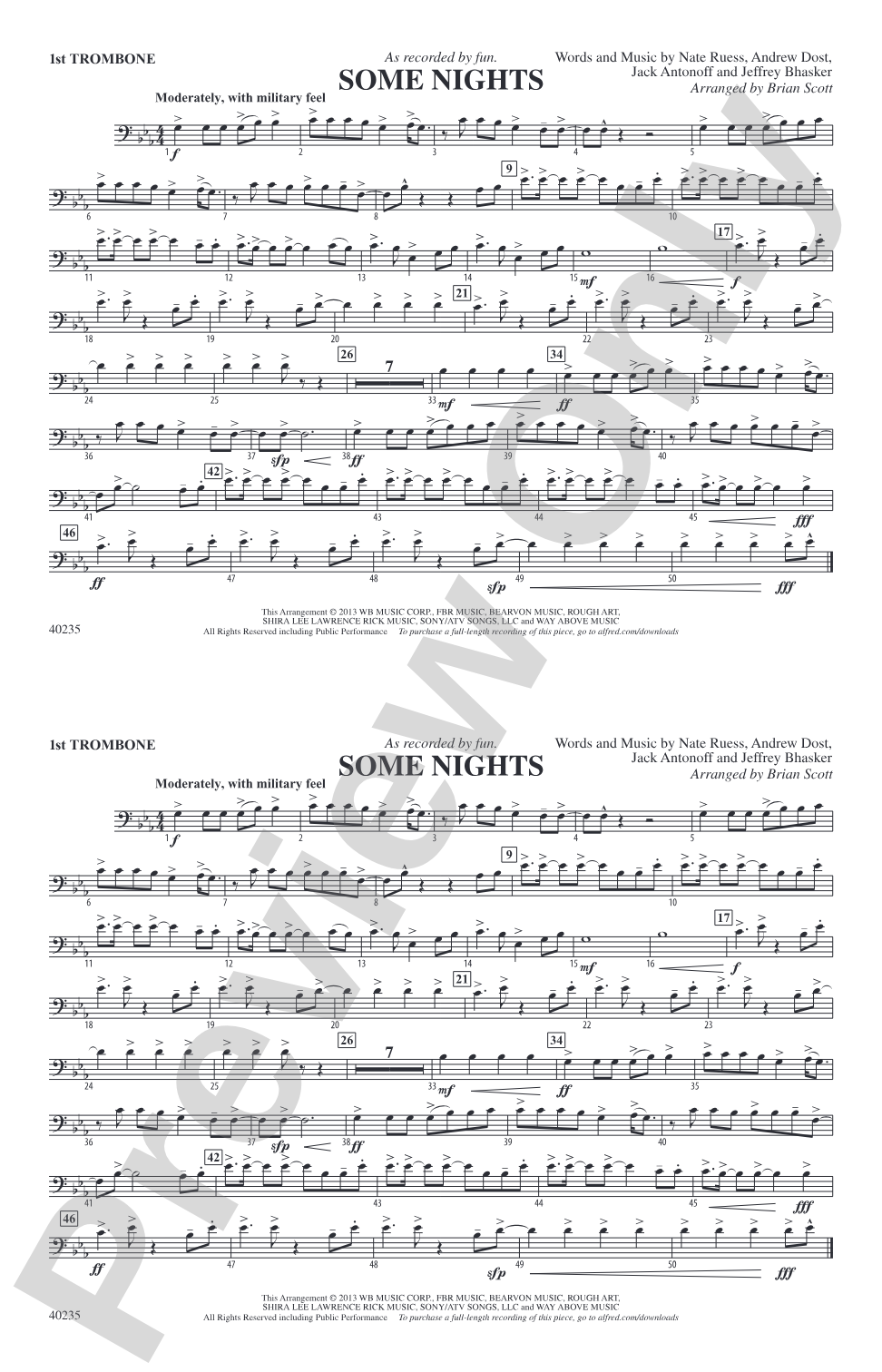 Some Nights: 1st Trombone