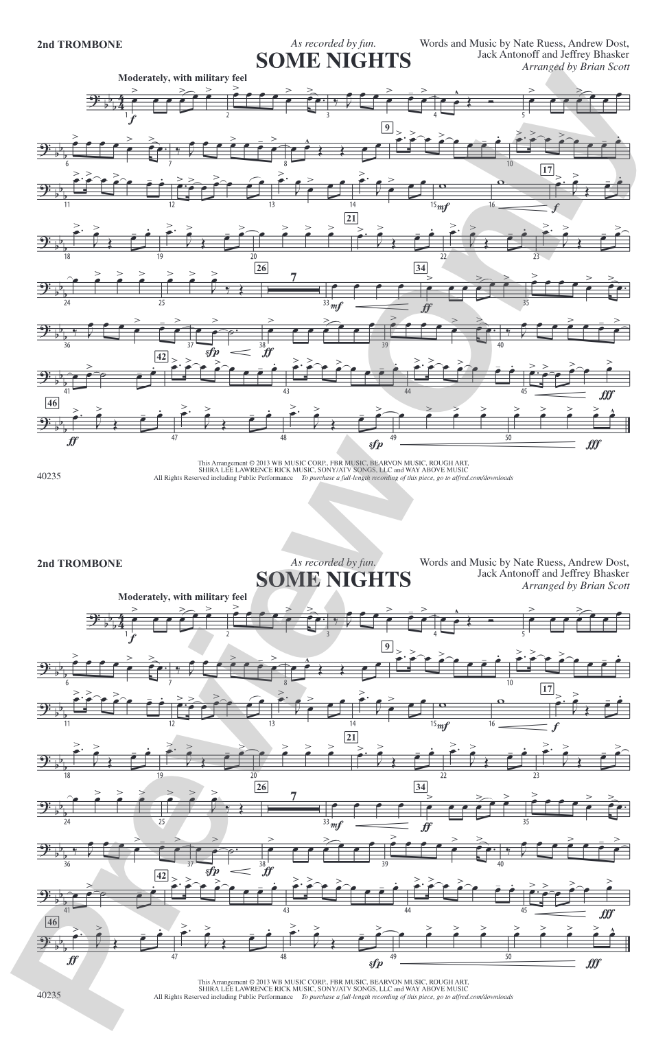 Some Nights: 2nd Trombone