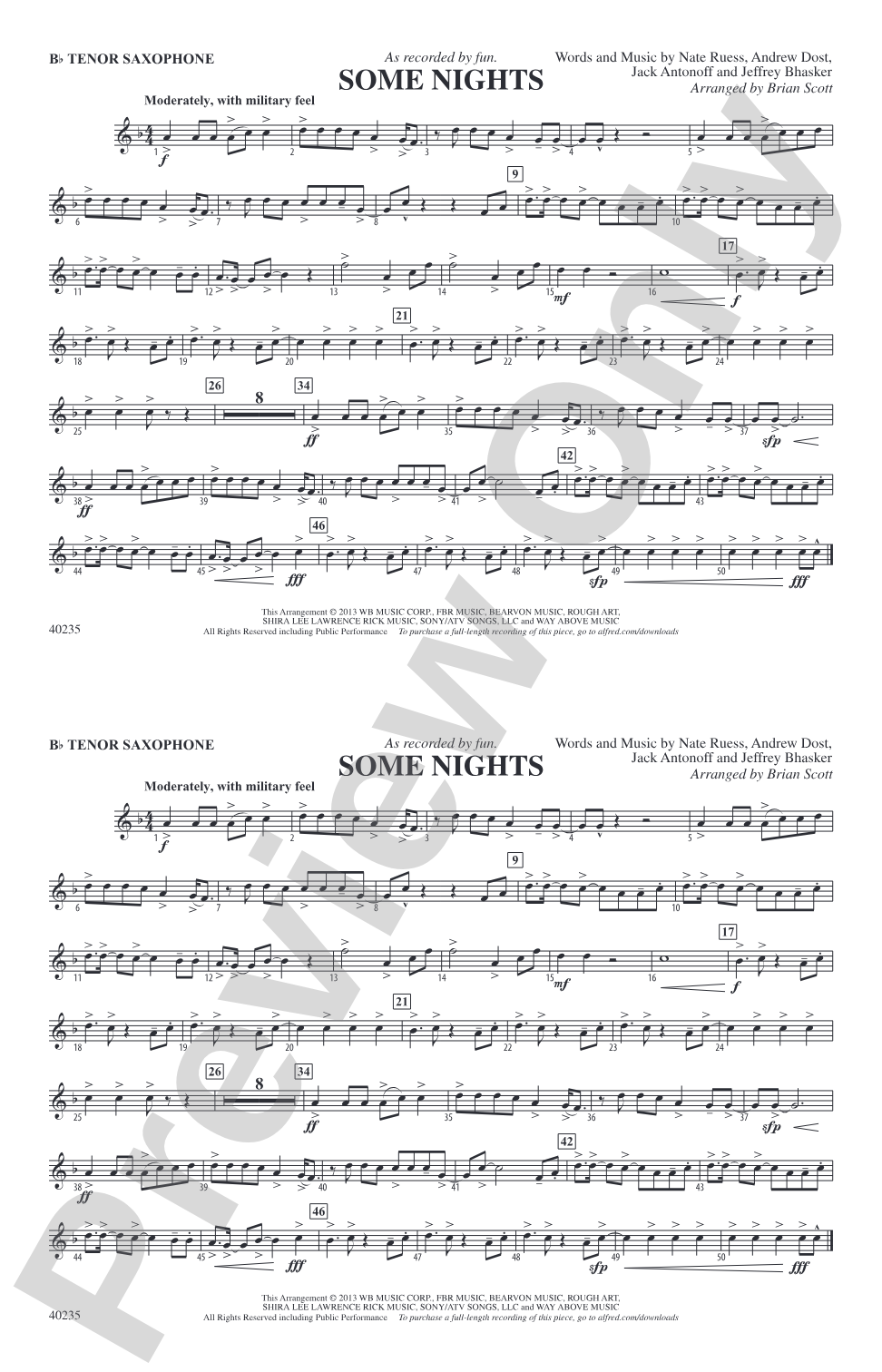 Some Nights: B-flat Tenor Saxophone