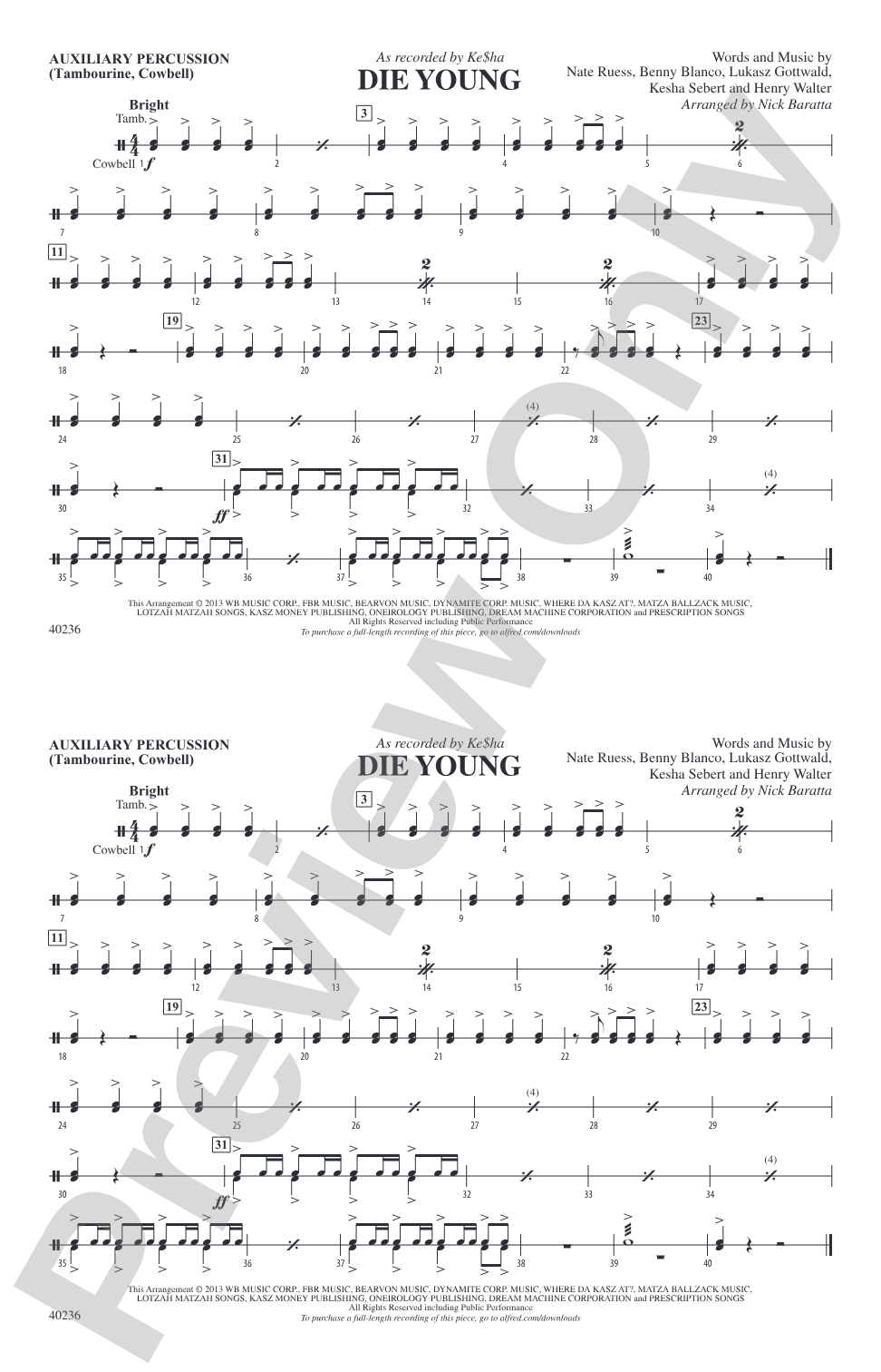 Die Young: Auxiliary Percussion