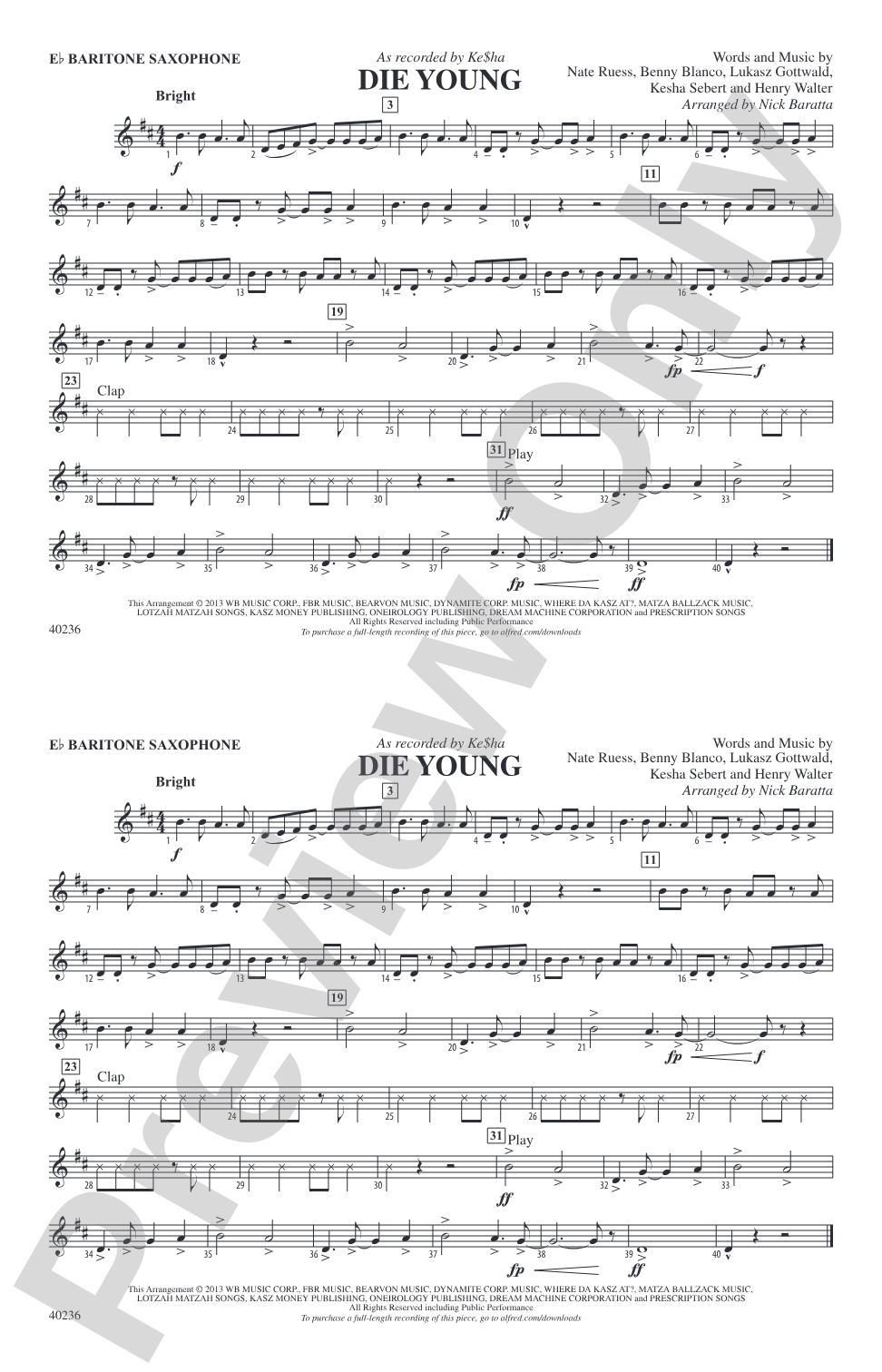 Die Young: E-flat Baritone Saxophone