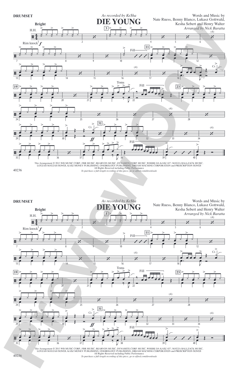 Die Young: Drumset