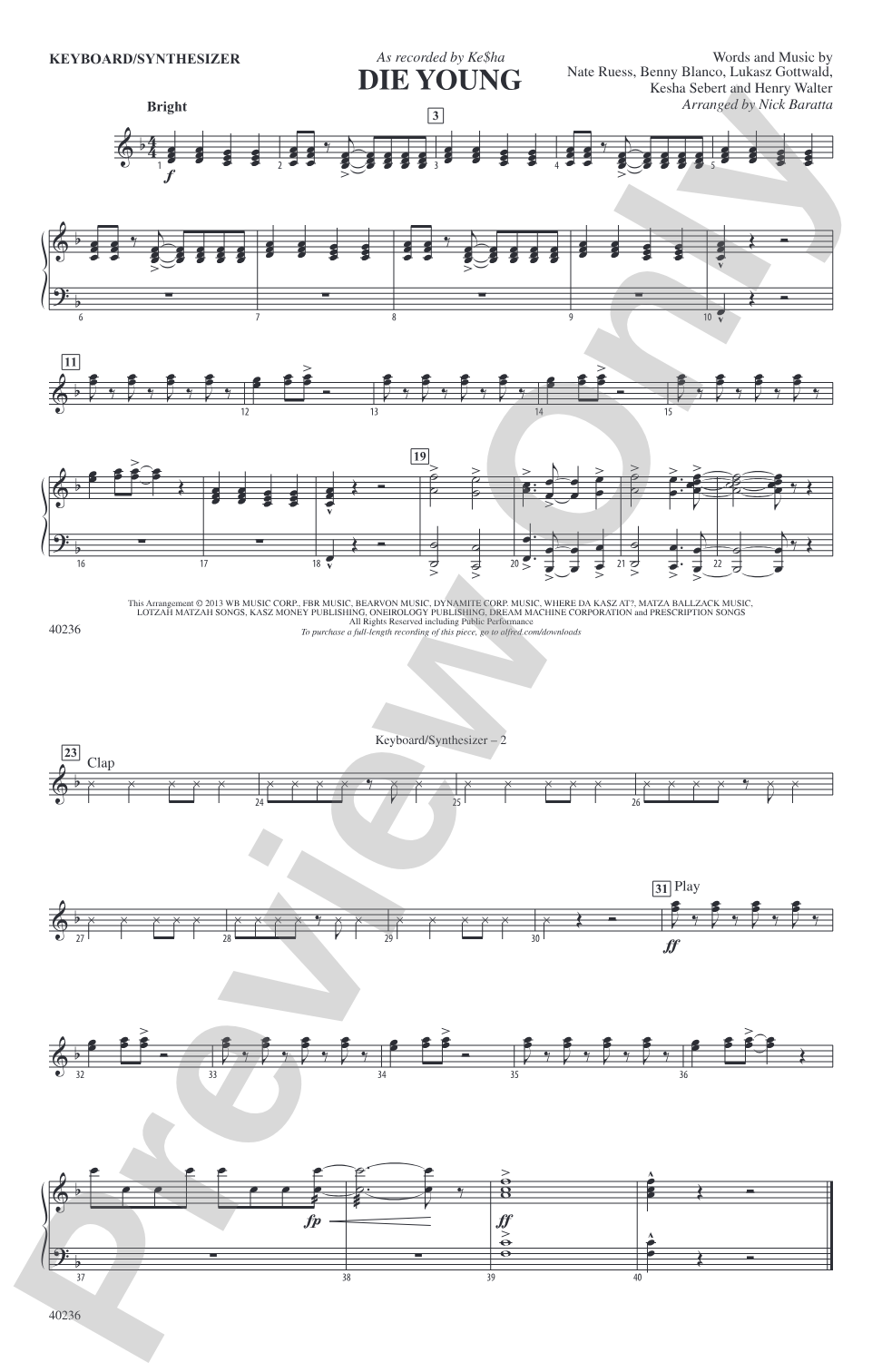 Die Young: Keyboard/Synthesizer