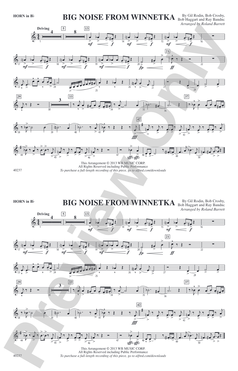 Big Noise from Winnetka: Horn in B flat