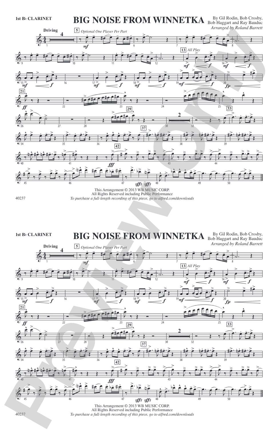 Big Noise from Winnetka: 1st B-flat Clarinet