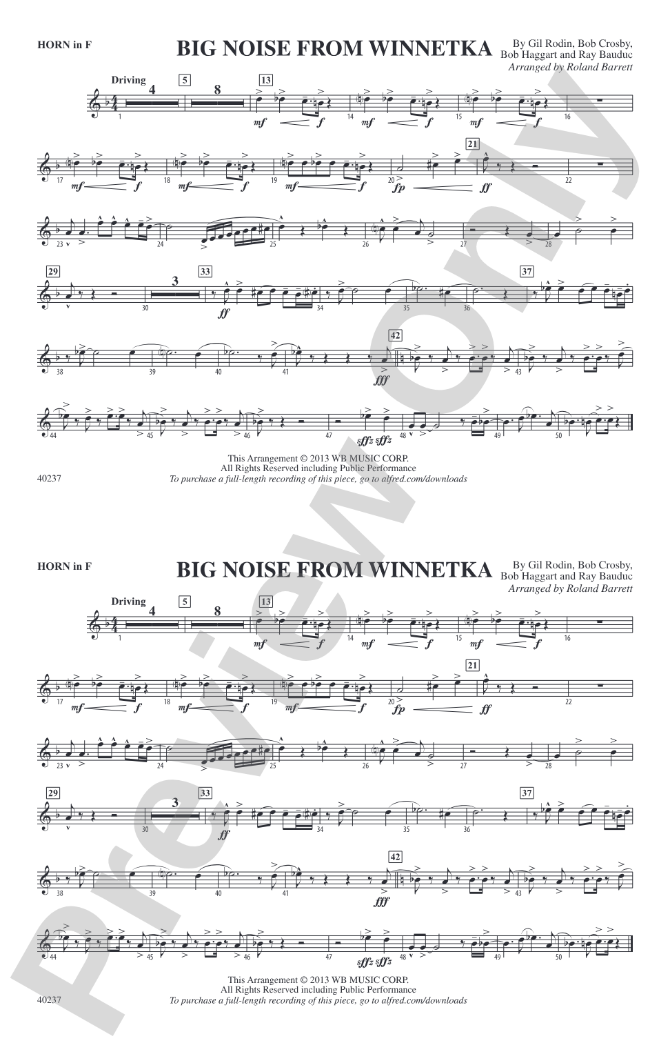 Big Noise from Winnetka: 1st F Horn