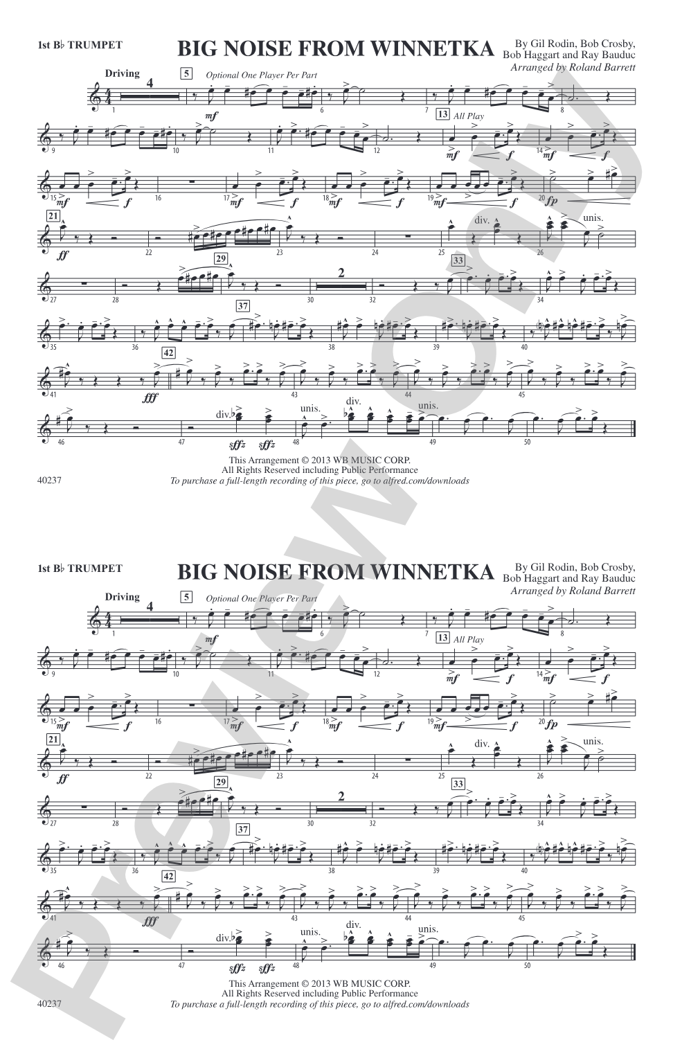 Big Noise from Winnetka: 1st B-flat Trumpet