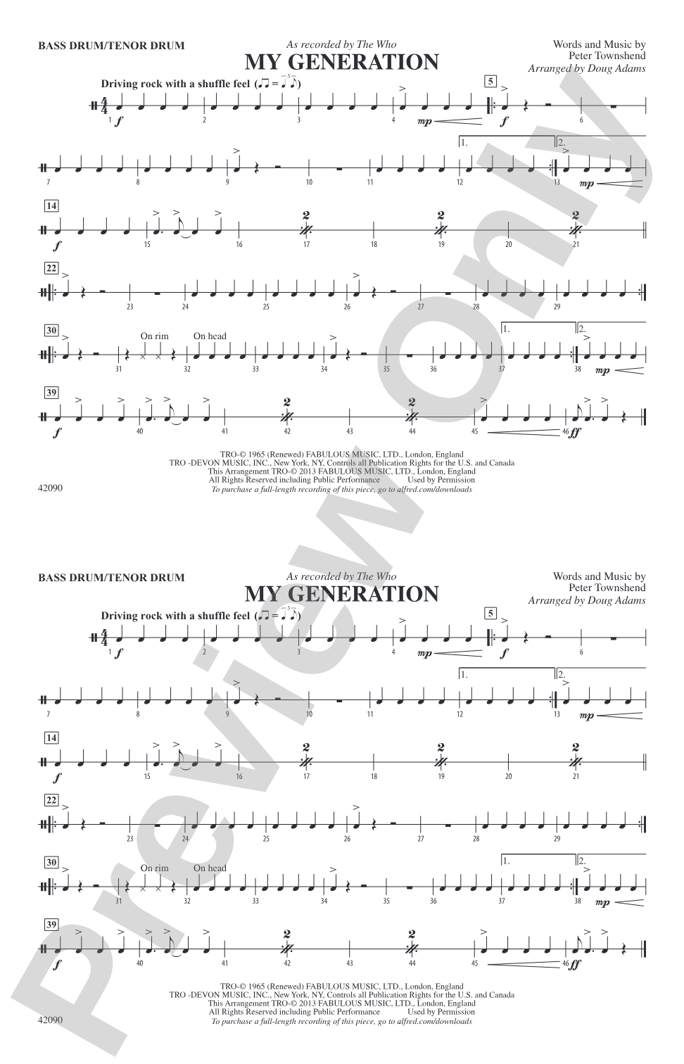 My Generation: Bass Drum/Tenor Drum