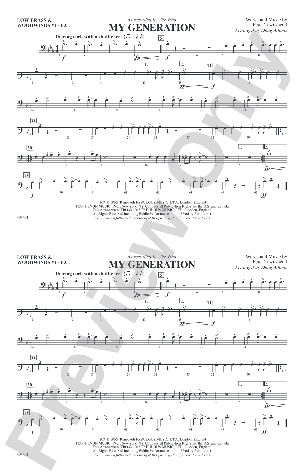 My Generation: Low Brass & Woodwinds #1 - Bass Clef