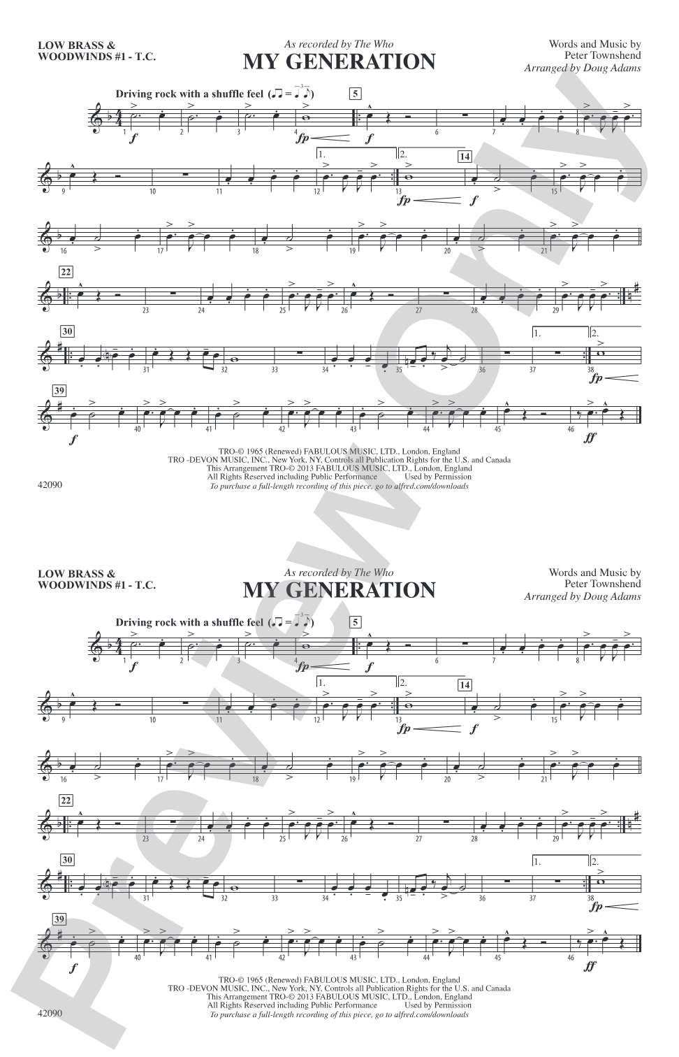 My Generation: Low Brass & Woodwinds #1 - Treble Clef
