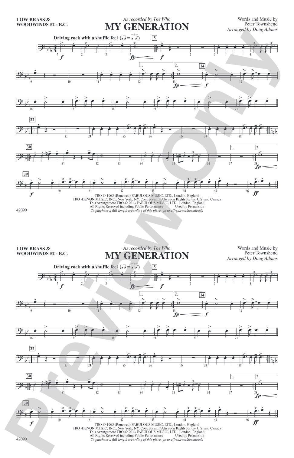 My Generation: Low Brass & Woodwinds #2 - Bass Clef