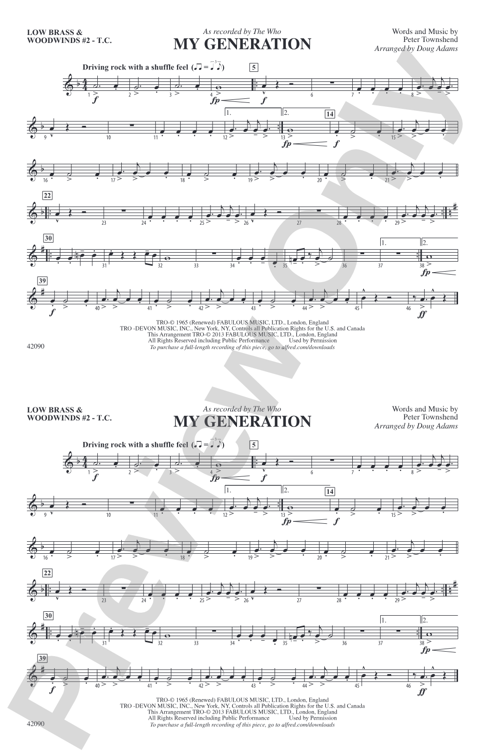 My Generation: Low Brass & Woodwinds #2 - Treble Clef
