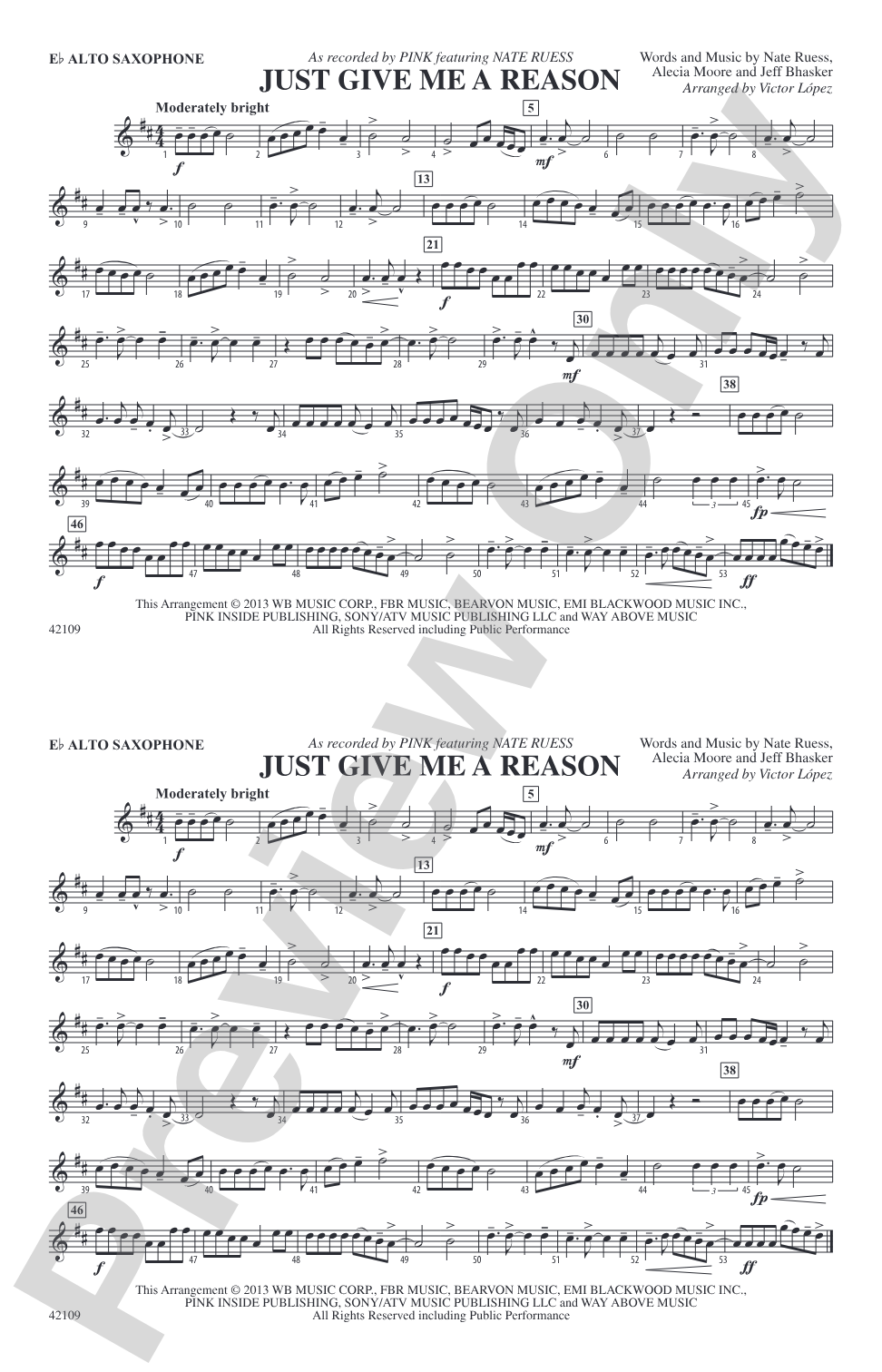 Just Give Me a Reason: E-flat Alto Saxophone