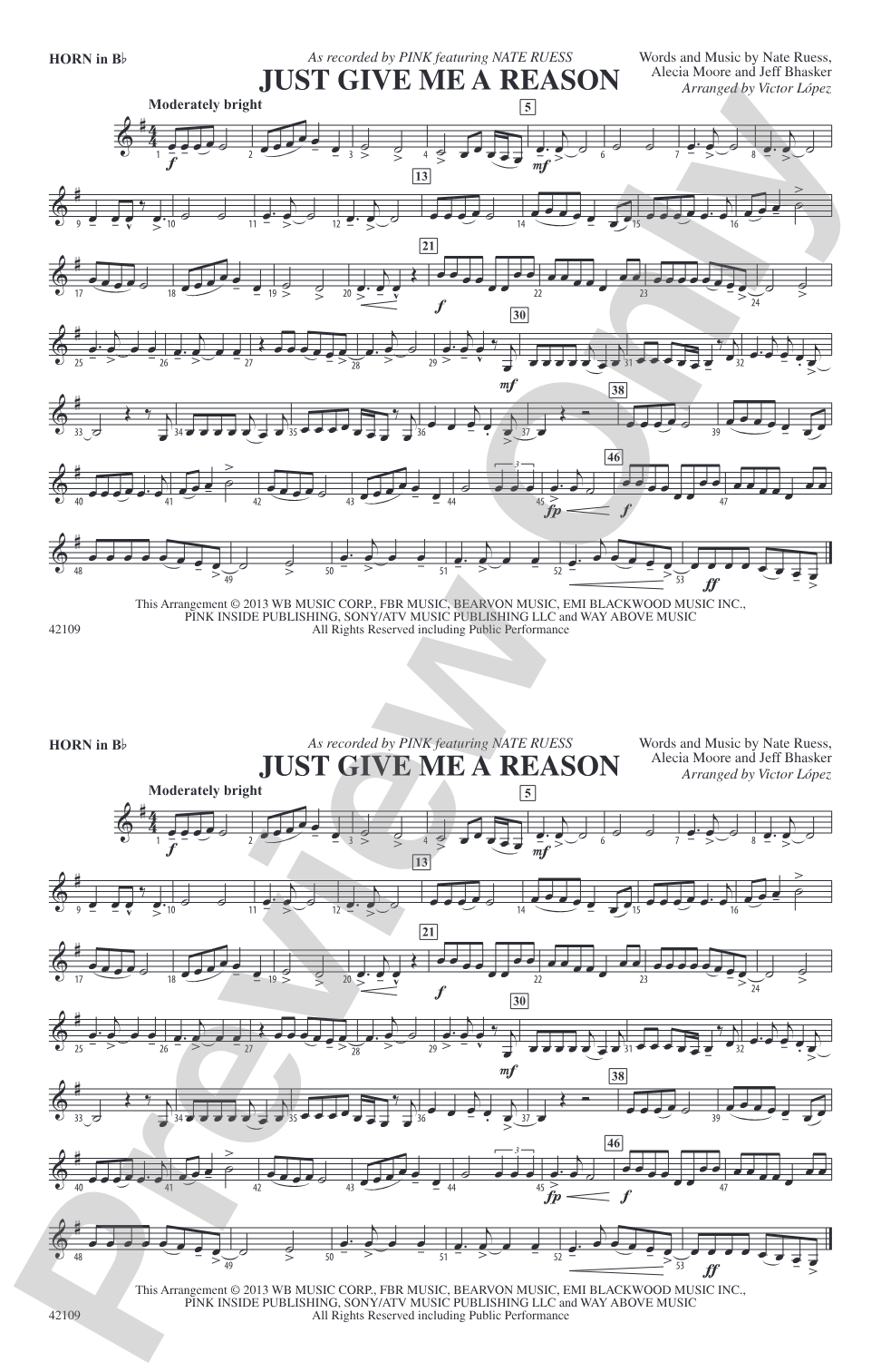 Just Give Me a Reason: Horn in B flat