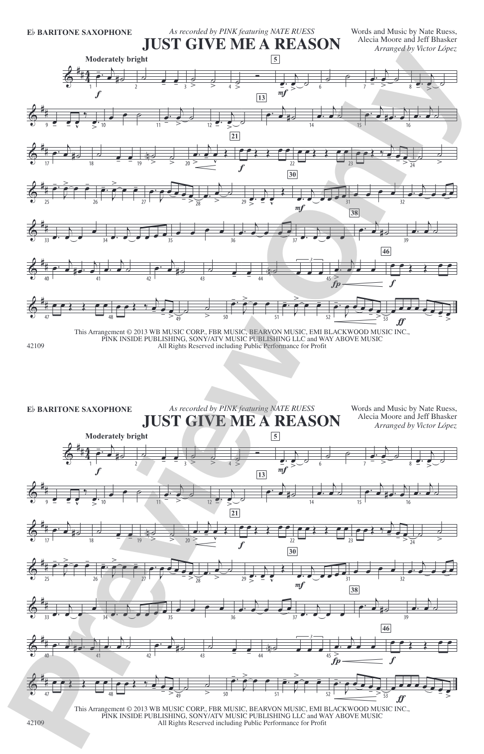 Just Give Me a Reason: E-flat Baritone Saxophone
