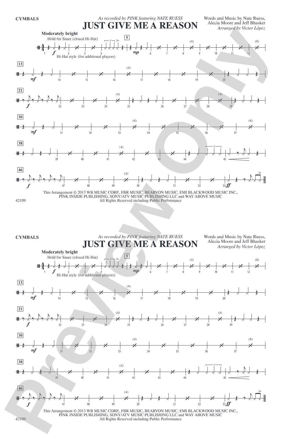 Just Give Me a Reason: Cymbals