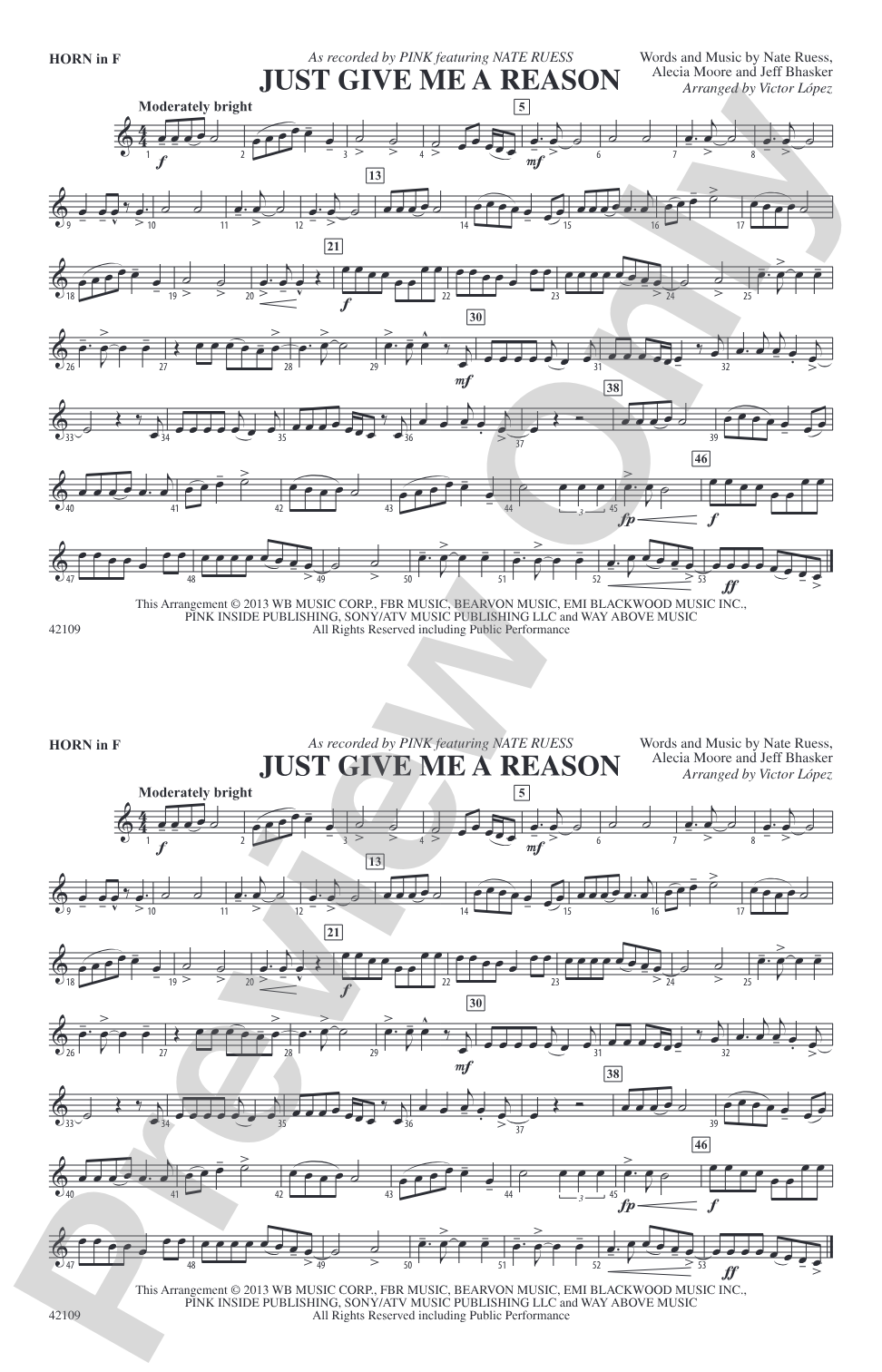 Just Give Me a Reason: 1st F Horn