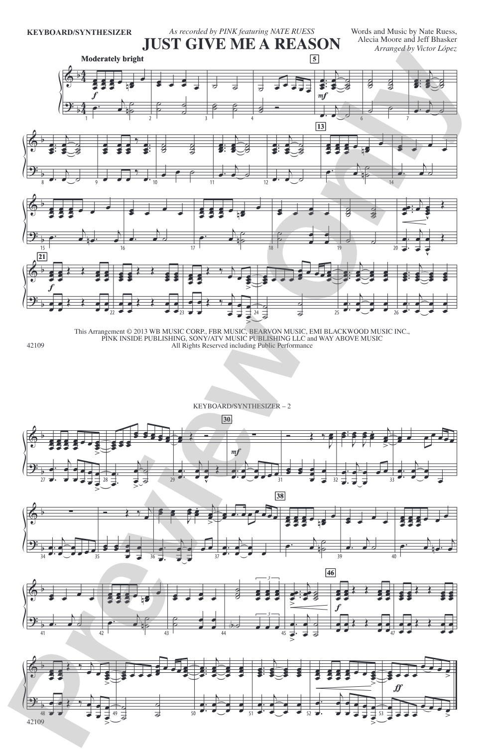 Just Give Me a Reason: Keyboard/Synthesizer