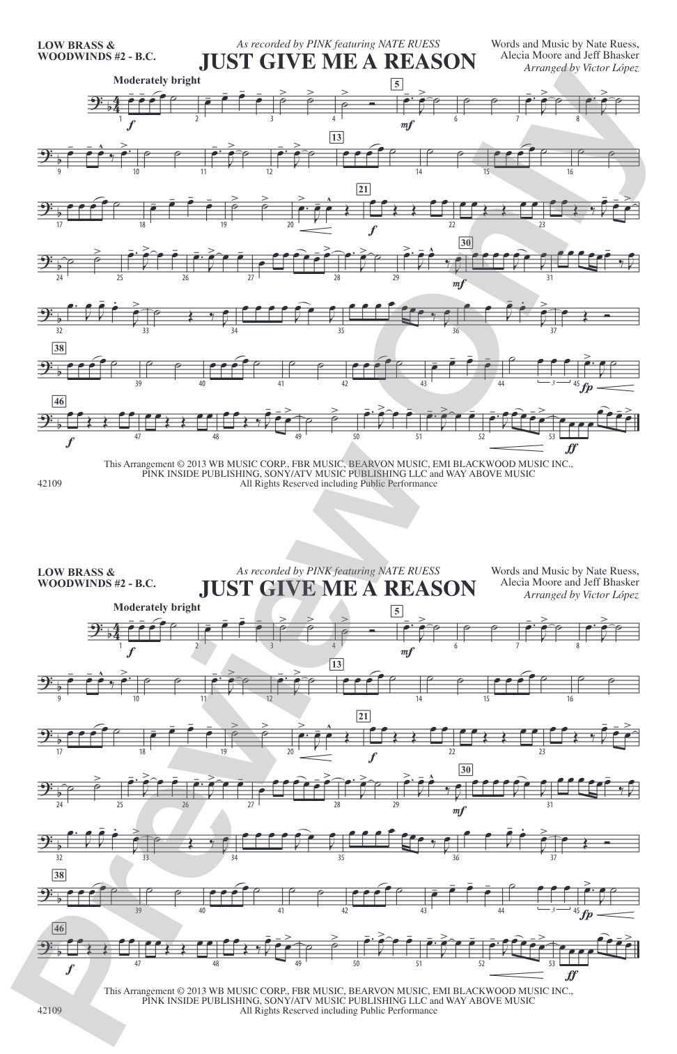 Just Give Me a Reason: Low Brass & Woodwinds #2 - Bass Clef