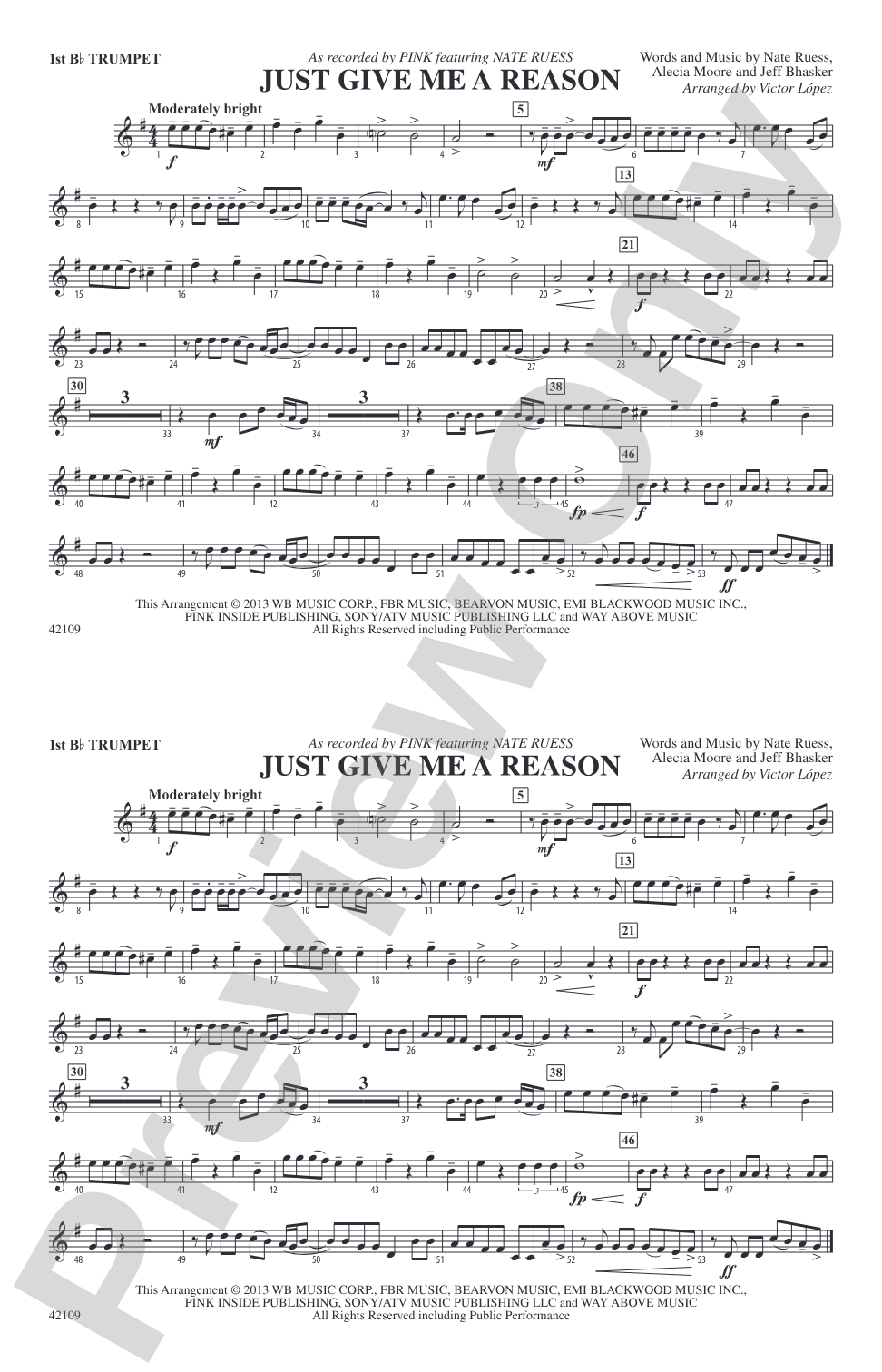 Just Give Me a Reason: 1st B-flat Trumpet