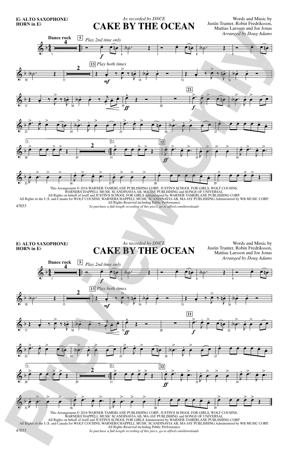 Cake by the Ocean: E-flat Alto Saxophone