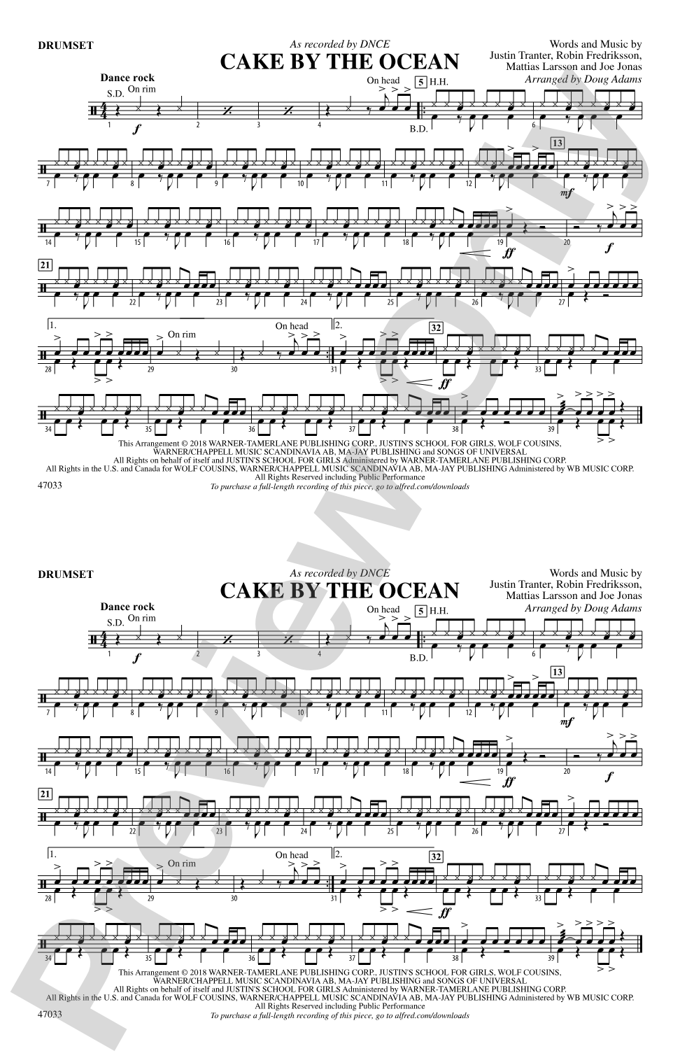 Cake by the Ocean: Drums