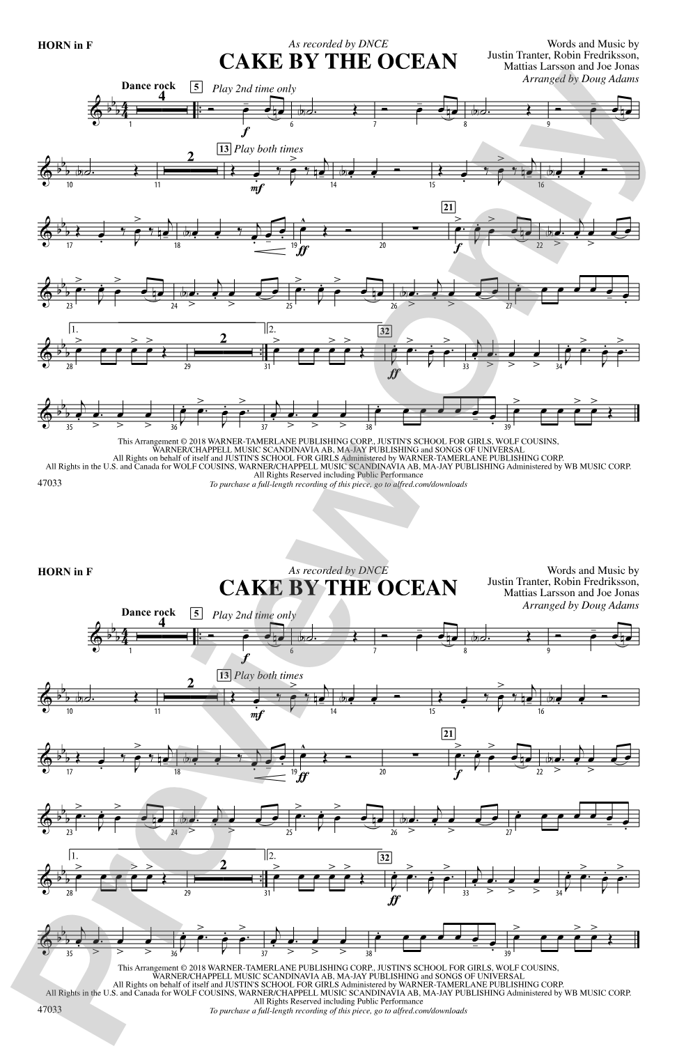 Cake by the Ocean: 1st F Horn