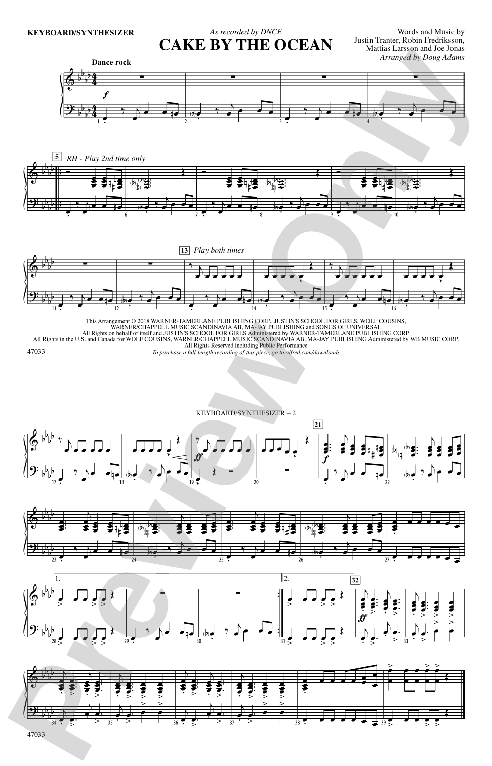 Cake by the Ocean: Piano Accompaniment