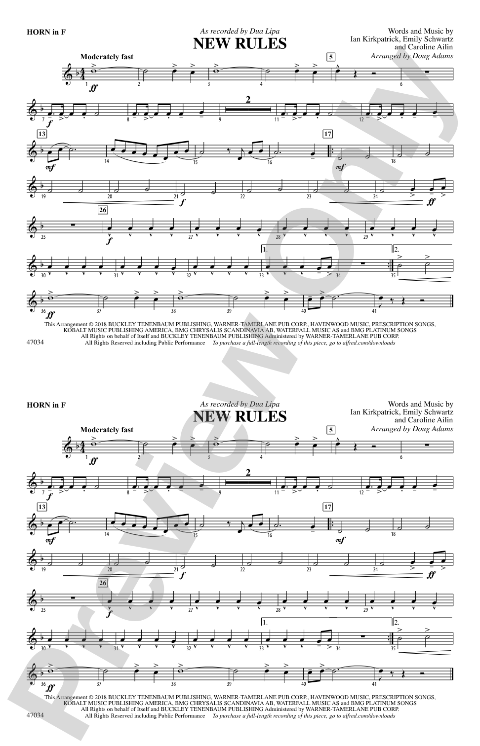 New Rules: 1st F Horn