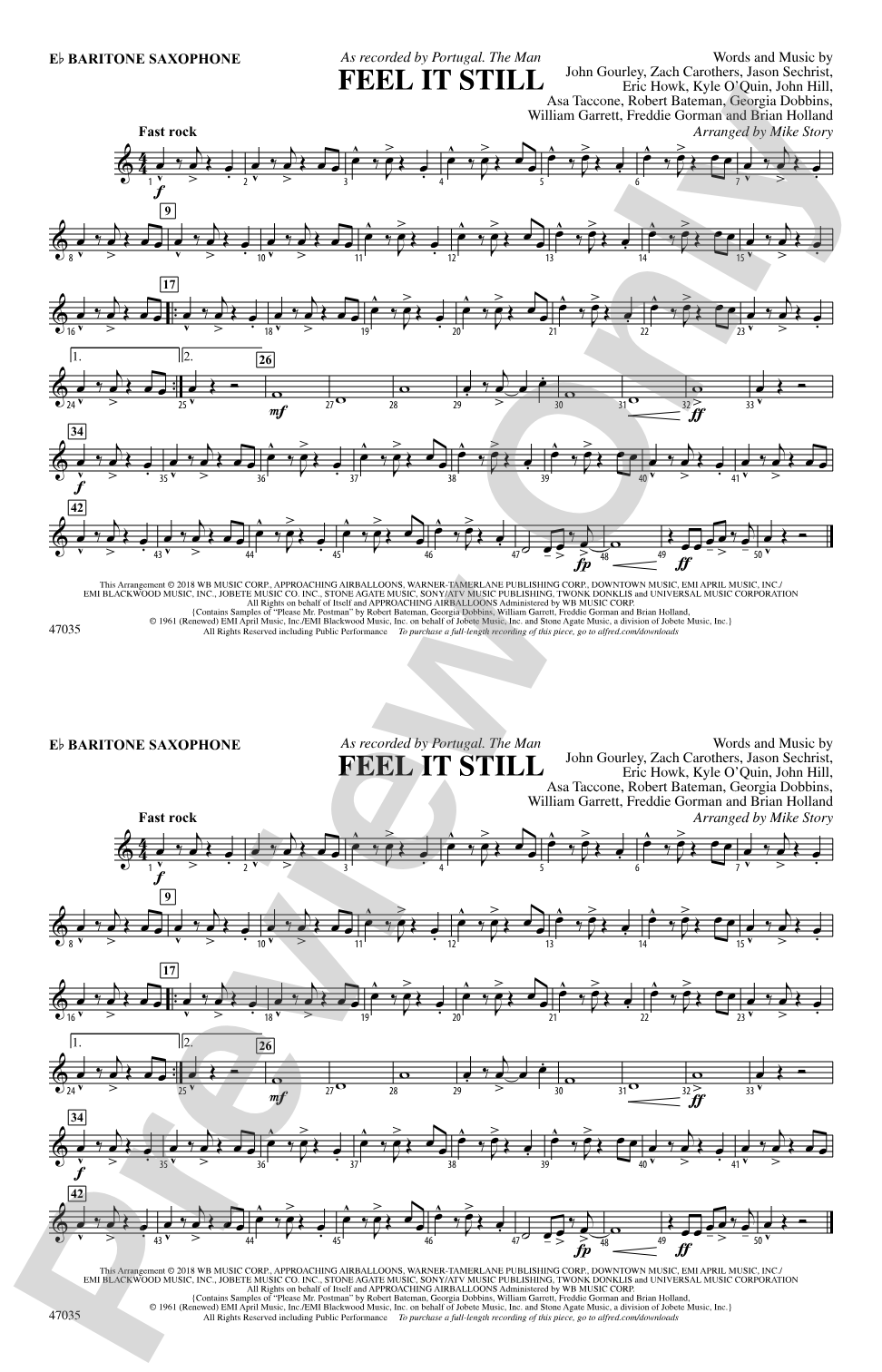 Feel It Still: E-flat Baritone Saxophone
