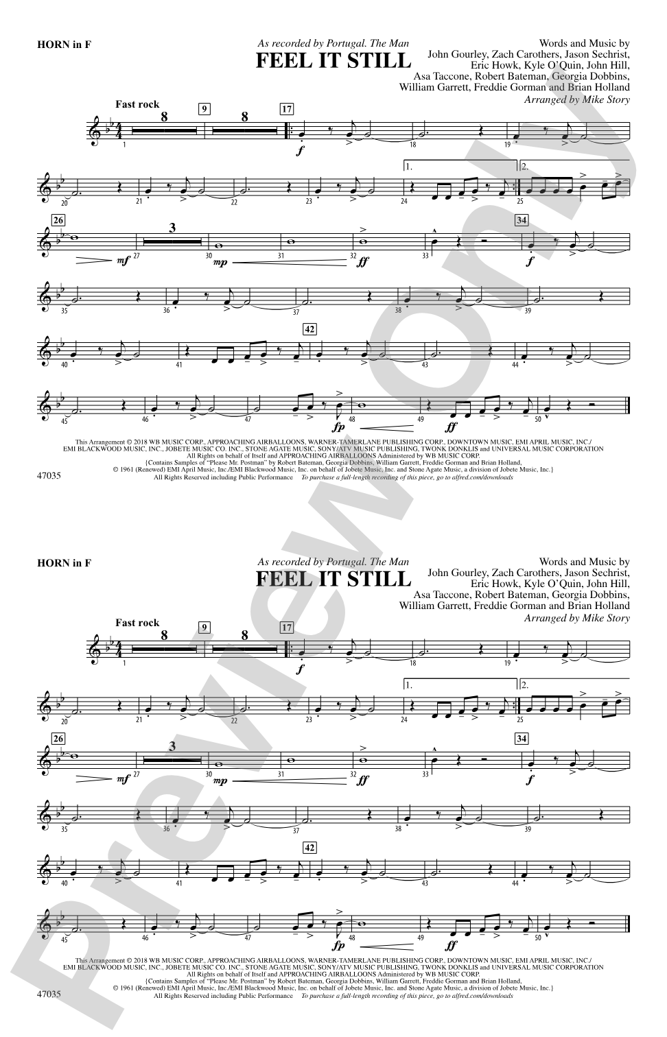 Feel It Still: 1st F Horn