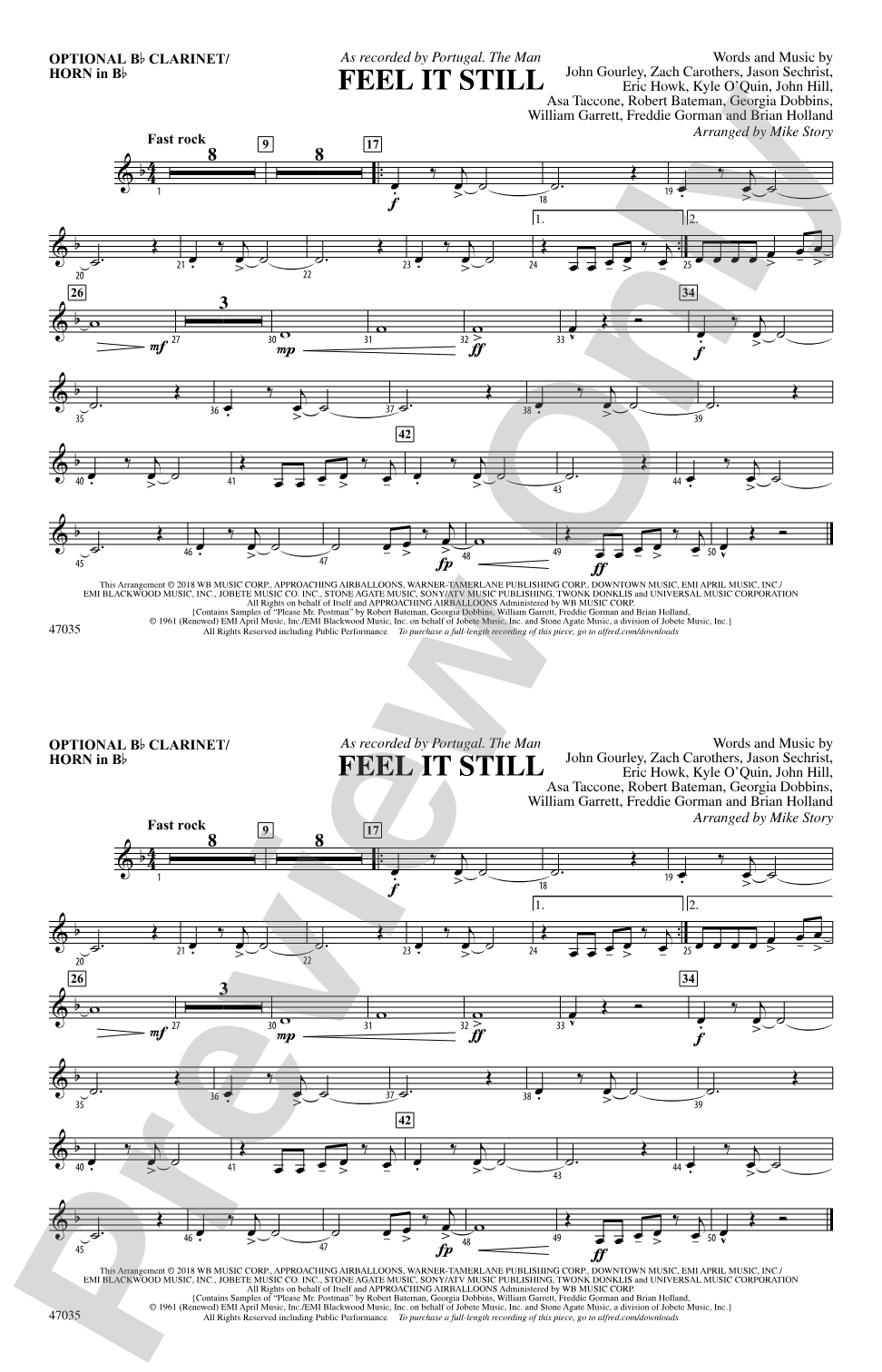 Feel It Still: Optional Bb Clarinet/Horn in Bb