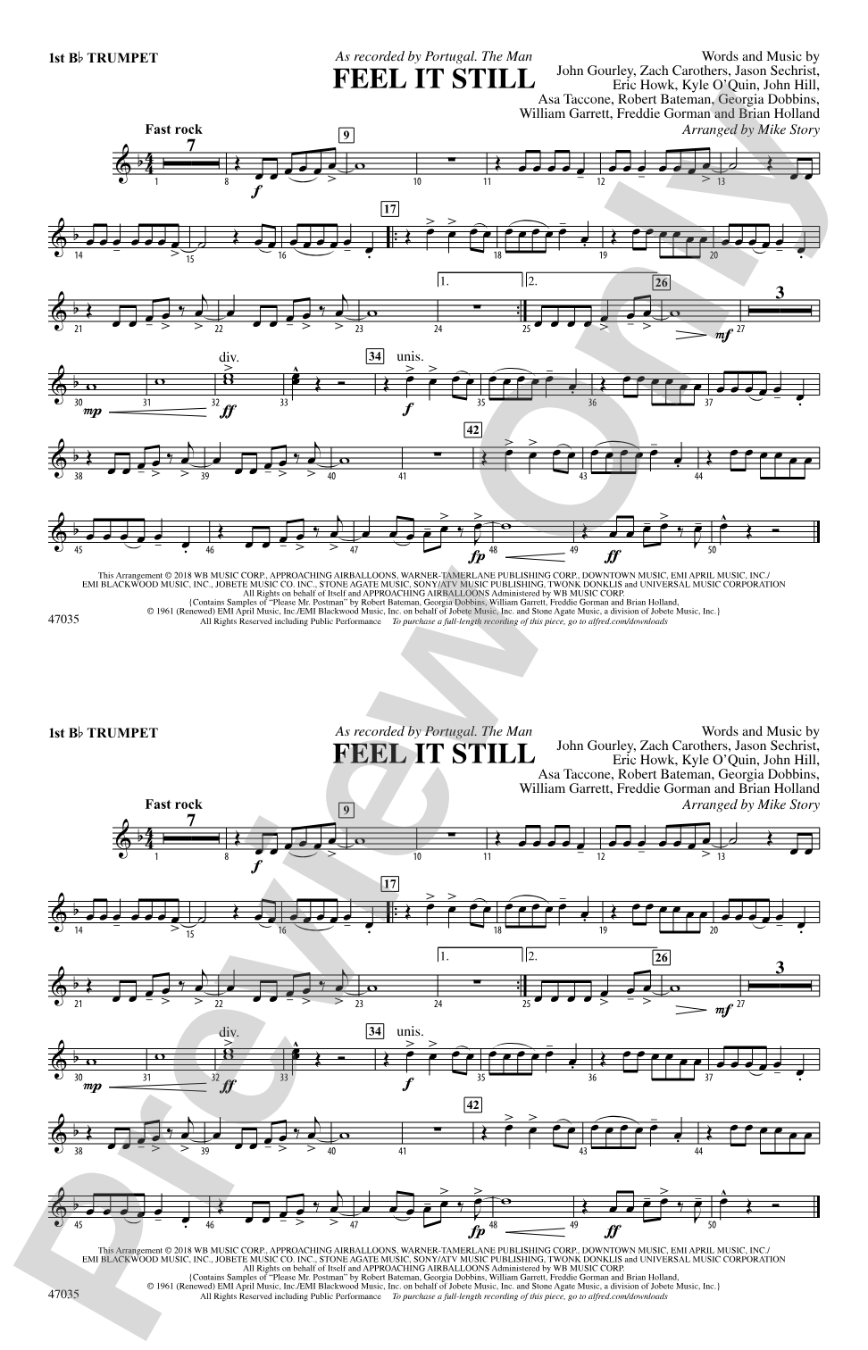 Feel It Still: 1st B-flat Trumpet