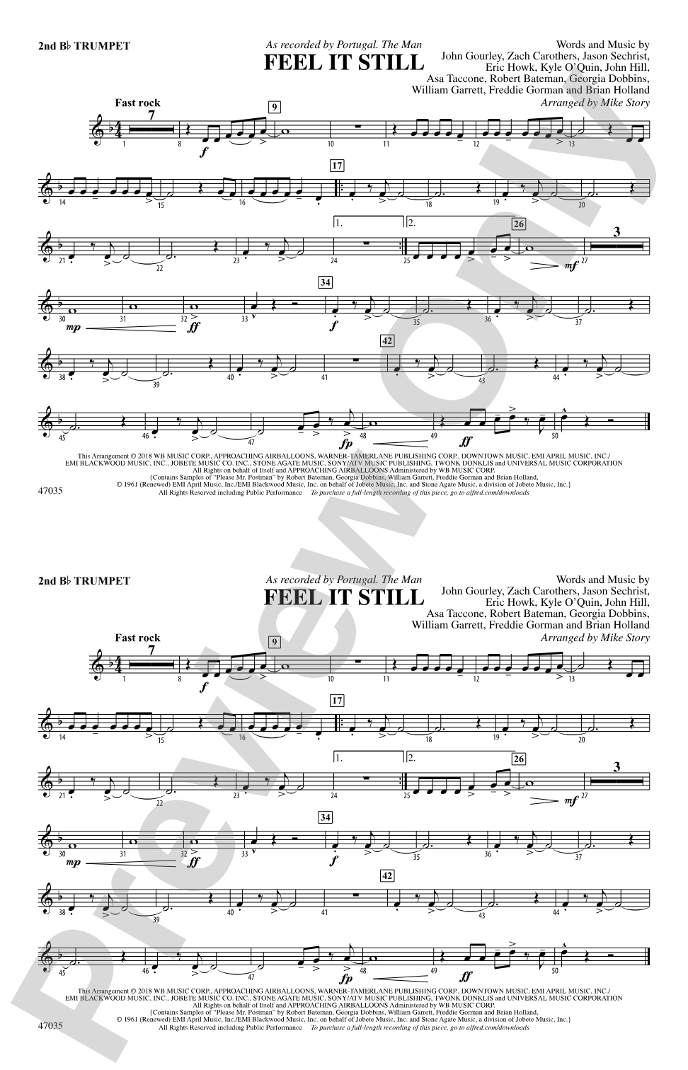 Feel It Still: 2nd B-flat Trumpet