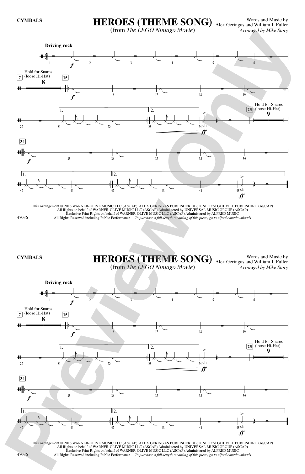 Heroes (Theme Song): Cymbals