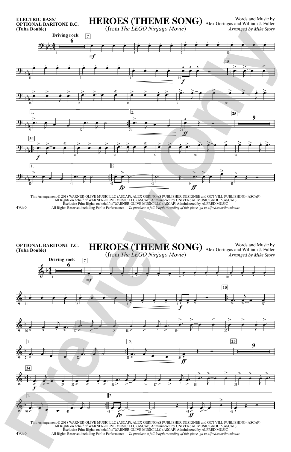 Heroes (Theme Song): Electric Bass