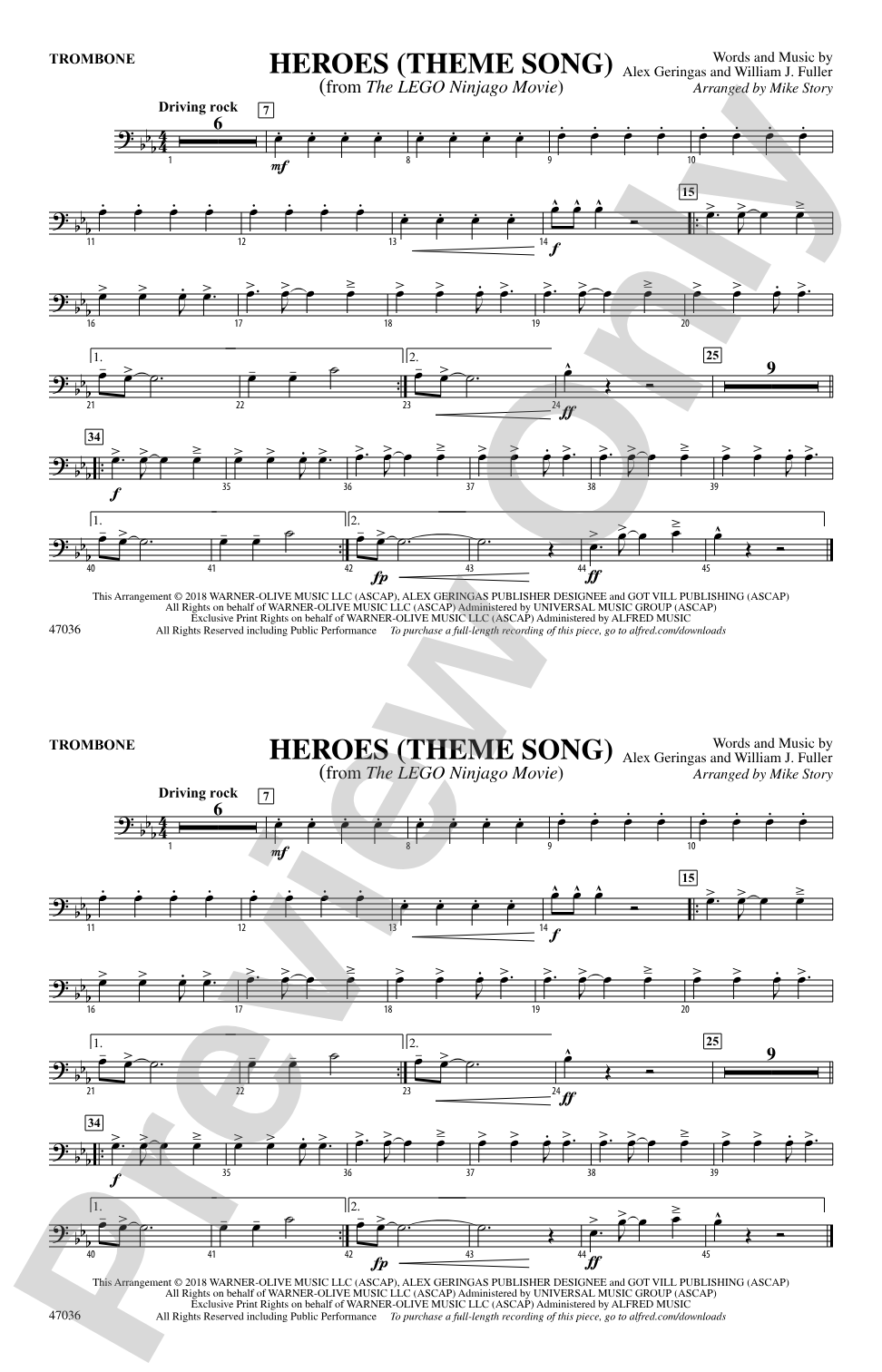 Heroes (Theme Song): 1st Trombone