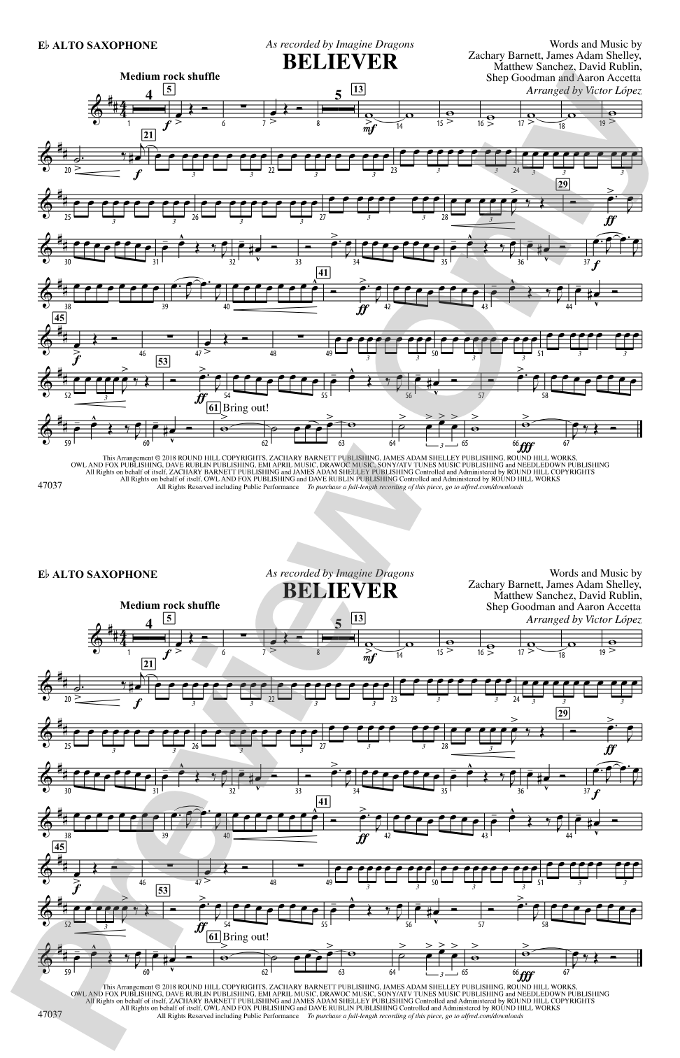 Believer: E-flat Alto Saxophone