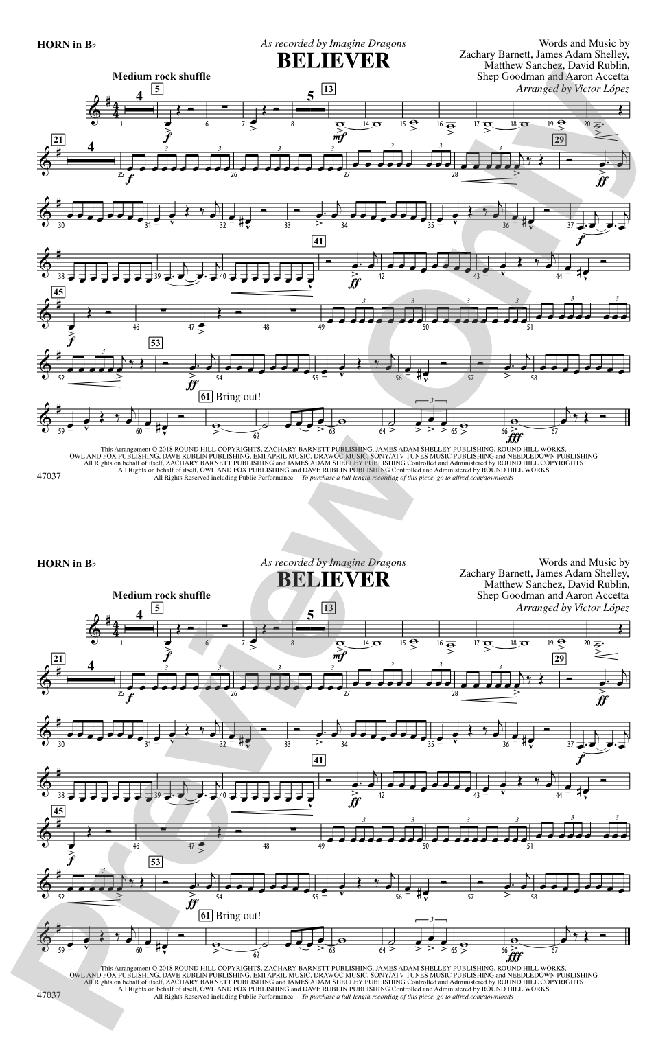 Believer: Horn in B flat