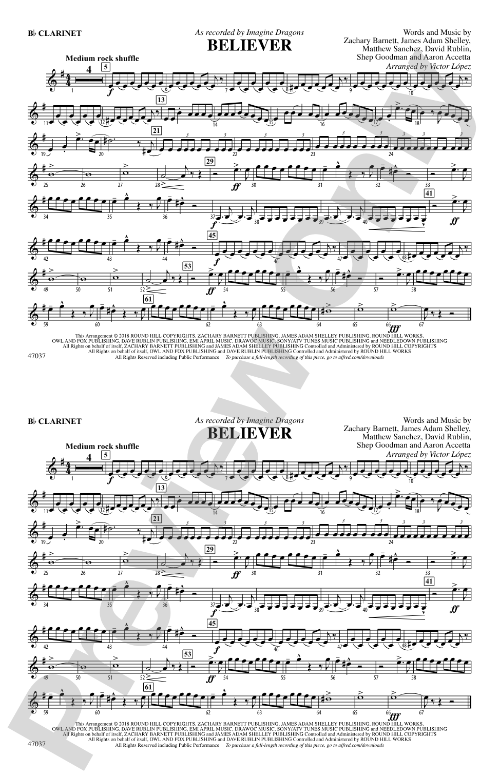 Believer: 1st B-flat Clarinet