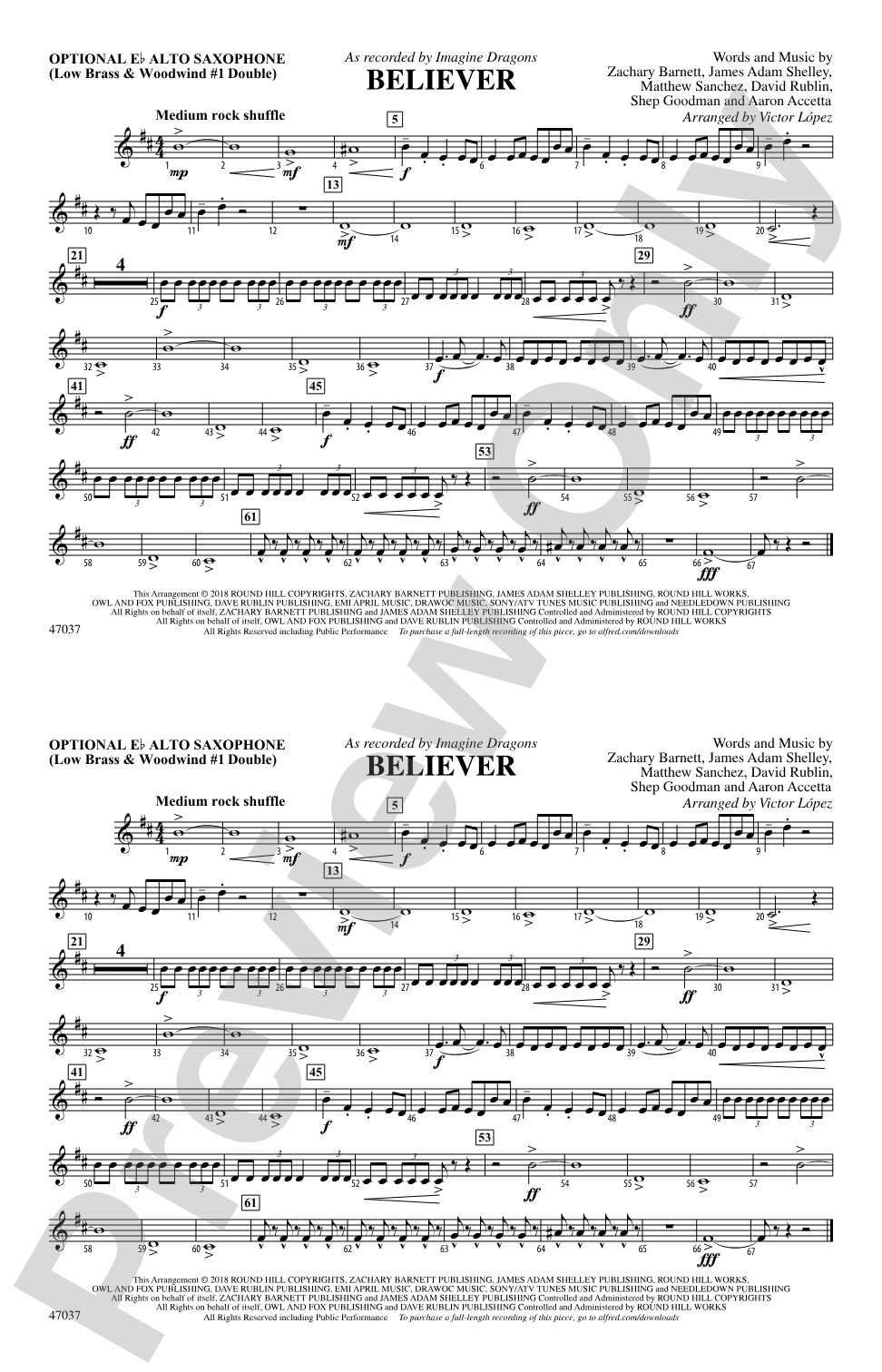 Believer: Optional Alto Sax