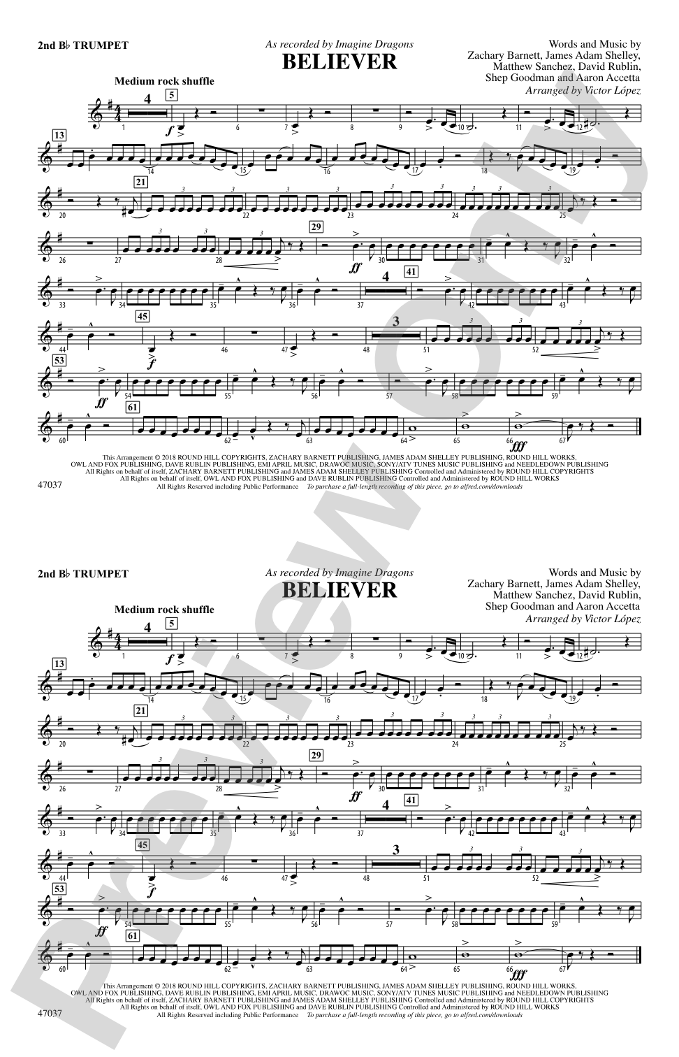 Believer: 2nd B-flat Trumpet