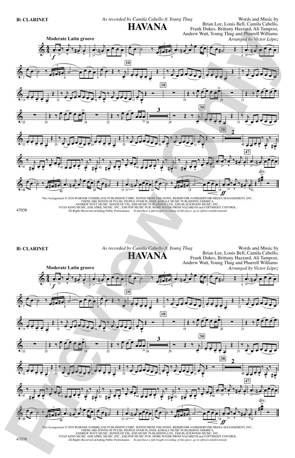 Havana: 1st B-flat Clarinet